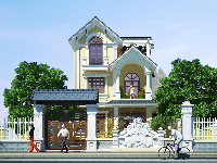 Biệt thự Pháp 3 tầng 9x14m Full Kiến trúc + Kết cấu + Điện nước